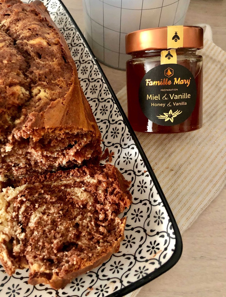 Gâteau marbré chocolat et Miel & Vanille