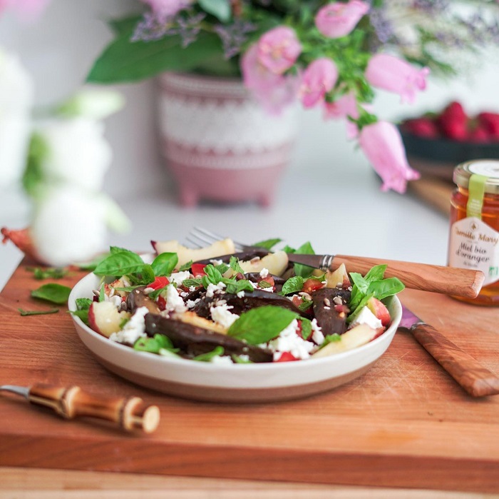Salade d'aubergines caramélisées au miel & au balsamique