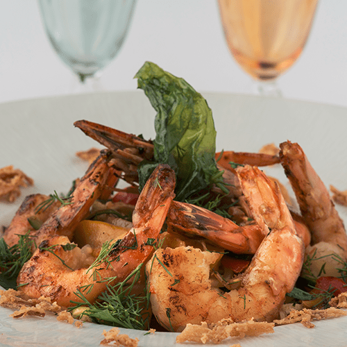 Wok de légumes sautés aux gambas marinés au miel & fleur de sel de Guérande Famille Mary 